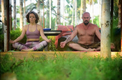 Aerial photo of Yamunatheeram Resort showing heritage pond and areca grove